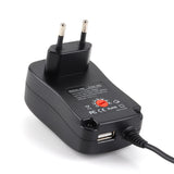 3-12V Adjustable Power Switch Adapter 30W with 8 DC Conversion Plugs and USB Port
