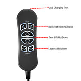 MLSK89-A2 6 Button 5 Pin Remote Controller for Recliner w/USB charging port & backlit
