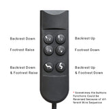 6 Button 5 Pin Remote Handset Controller for Recliners/Lift Chairs with 2 Motors