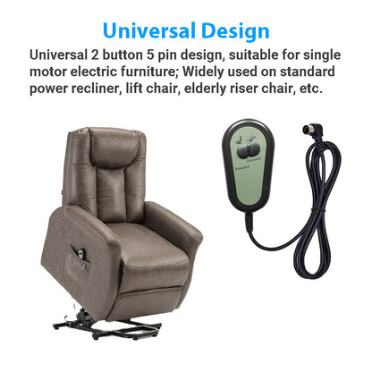 Right Angled 2 Button Remote Controller for Riser Recliner Lift Chair W/ Round 5 Pin Plug