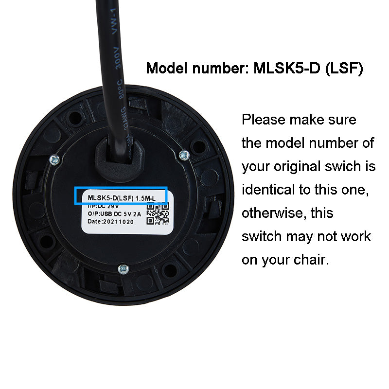 MLSK5-D (LSF) Fixed Switch for Recliner Lift Chair Sofa Couch 2 Button 5pin W/ USB