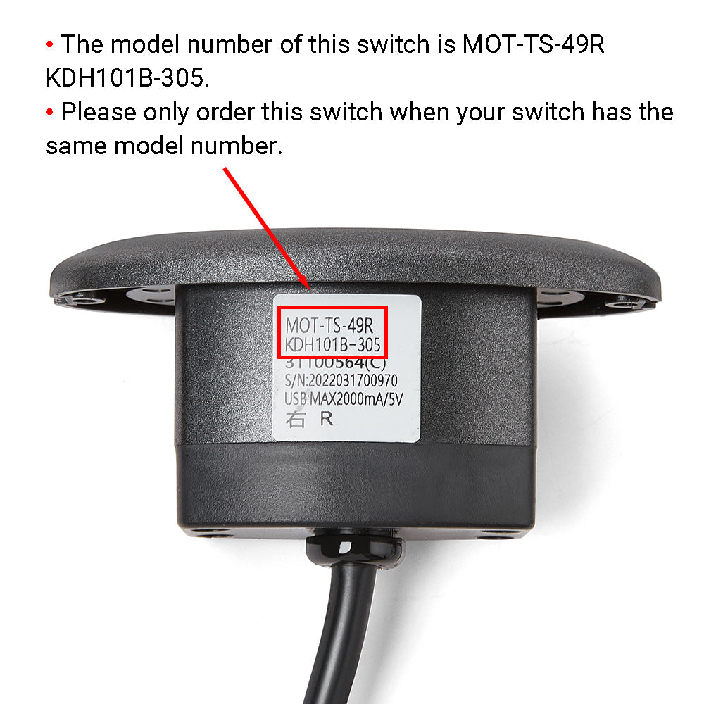 MOT-TS-49R KDH101B-305 2 Button Switch for Recliner/Lift Chair with USB